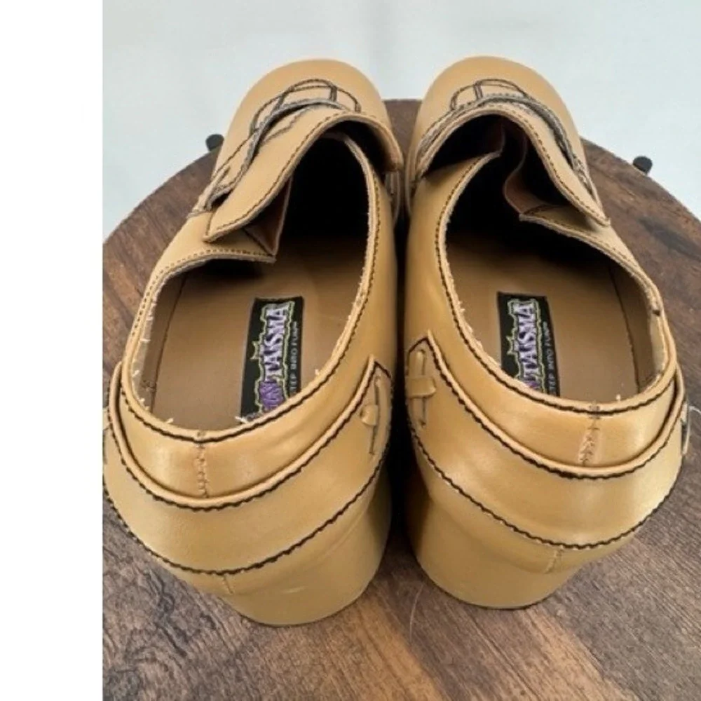 Funtasma Womens Tan Platform Block Heel Loafer Shoes SZ 11 Disco 70s Retro